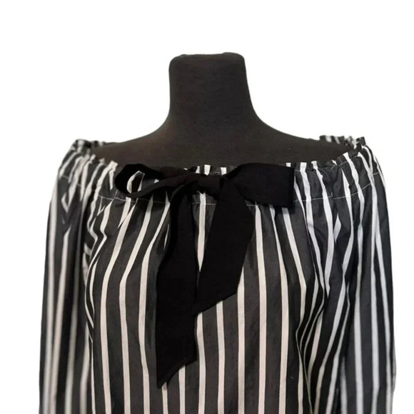 J.Crew off-the-shoulder Striped top with bow, SMALL, - Picture 5 of 10